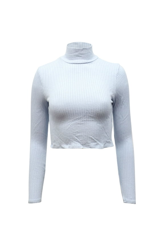 Pre-Owned Reformation Valeria Turtle Neck Top in Light Blue Tencel