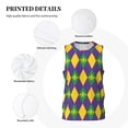 thumbnail image 6 of Gaeub Mardi Gras Men's Mesh Basketball Jersey, Quick-Drying Sleeveless Top S-4XL, Loose Muscle Tank Top -Small, 6 of 9