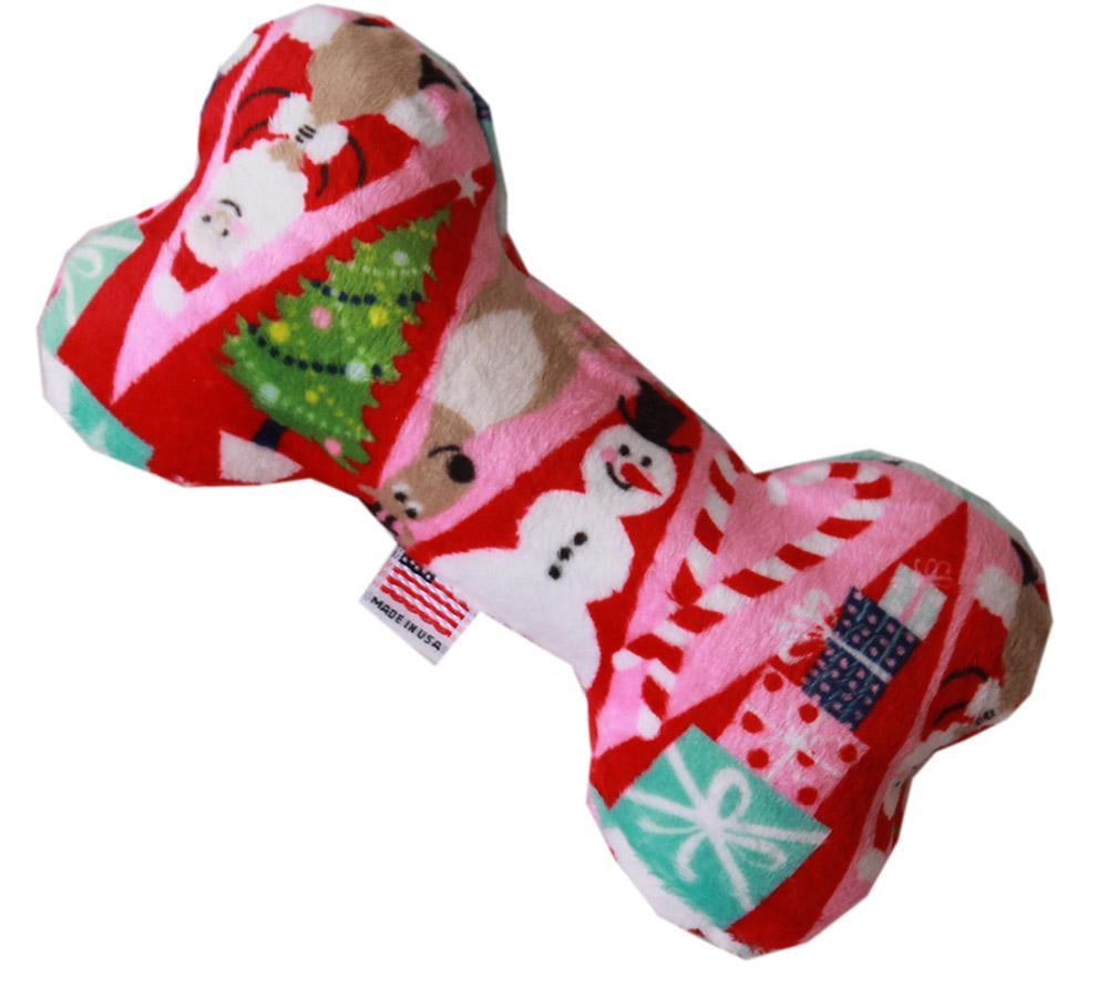 6" Plush Bone Dog Toy Christmas Medley Dog Toy Christmas