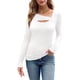 thumbnail image 2 of Camisetas de Larga para Mujer, Corte Ajustado, Estilo Otoño, con Aberturas, Estilo Y2K y Tejido Acanalado. L, 2 of 7