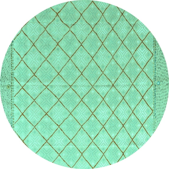 Ahgly Company Indoor Round Abstract Turquoise Blue Modern Area Rugs, 8' Round