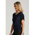 thumbnail image 2 of BAIEBLEUE GLOBAL 2204 Women's Solid Short Sleeve V Neck Dolman Top with Side Shirring Navy 3X, 2 of 4
