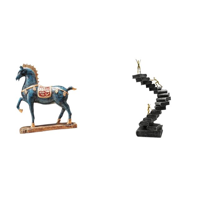 Figura de caballo,Figura de caballo Escultura animal coleccionable,Estatua de escalera,Estatua de escalera con libros para escalar,decoración artística,Escultura de escalera de libro,figura