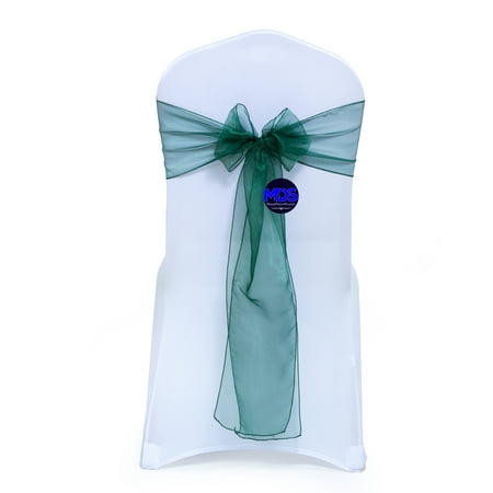 

mds Pack of 150 Organza Chair Sash Bow Sashes for Wedding Decoration -Hunter Green