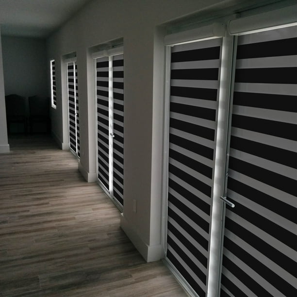 Roll Up Zebra Blinds Black / Grey - Modern - Voil Centre