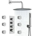 thumbnail image 4 of EVERSTEIN Rain Shower Faucet Set Luxury 12 inch Thermostatic CUPC Shower Head System Wall Mounted with 6 Massage Body Jets and Handheld Sprayer, Brushed Nickel, 4 of 18