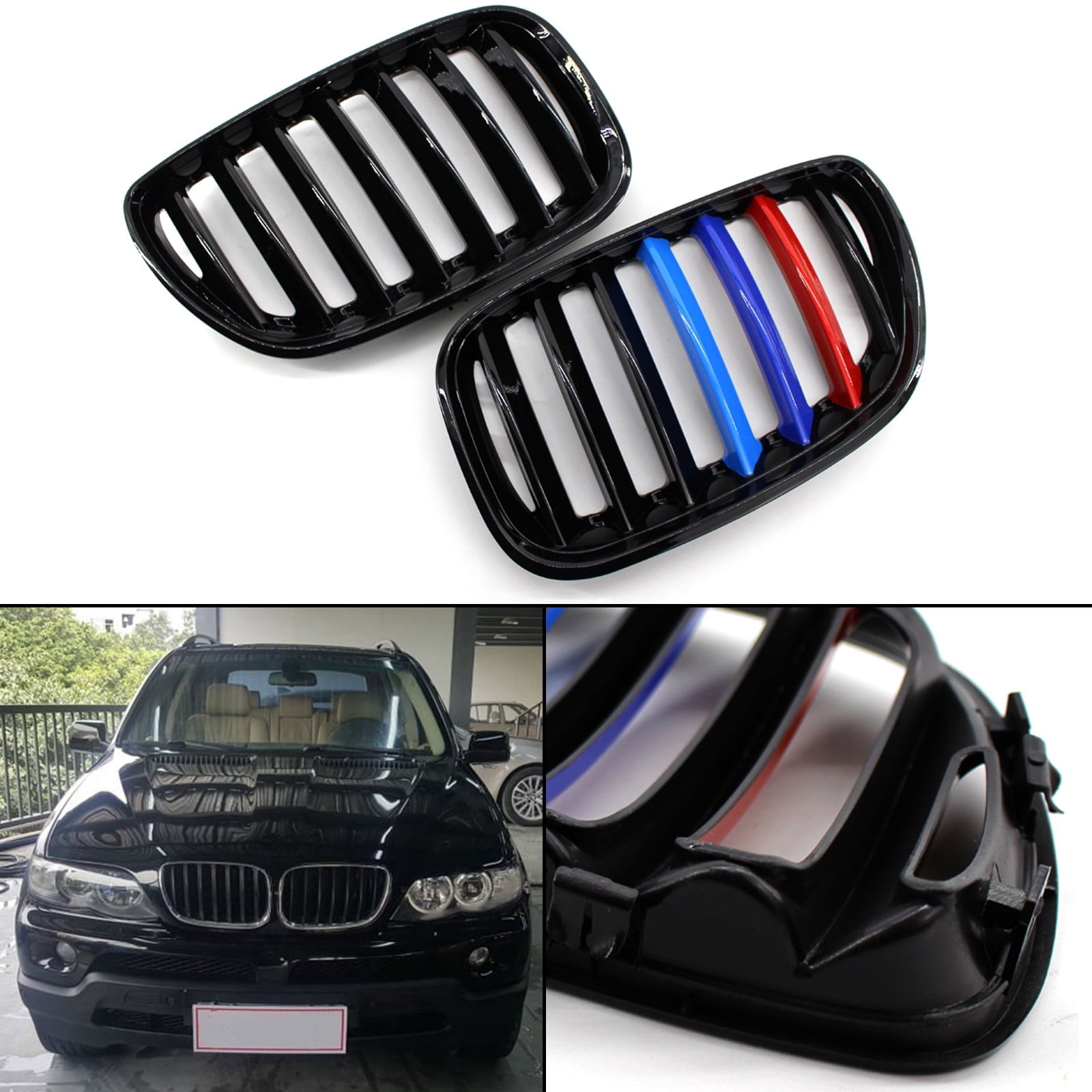 Gloss Black M-color Front Kidney Grill Grille Fit BMW X5 E53 2004-2006 X Series