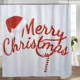 thumbnail image 3 of Merry Christmas shower curtain Funny Hat Candy Cane Curtains for Bathroom with 12 Hooks 72x72in, 3 of 7