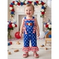 thumbnail image 5 of BemeyourBBs Kids Toddler Baby Girl 4th of July Outfit Patriot Independent Day Clothes Summer Romper Overalls Sleeveless Stars and Stripes Print Bow Jumpsuit Toddler Baby Girl Fourth of July Outfit, 5 of 9
