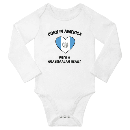 

Born in America With a Guatemalan Heart Baby Long Sleeve Romper (White 18 Months)
