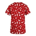 thumbnail image 4 of Joau Christmas Scrubs for Women, Santa Snowman Reindeer Print Scrubs Tops Workwear Short Sleeve V Neck Nurse Shirt Working Uniforms Medical Scrubs with Pockets, 4 of 5