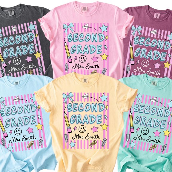 Personalized Name Second Grade Teacher Shirt Custom 2nd Grade Tee Back to School Team TShi