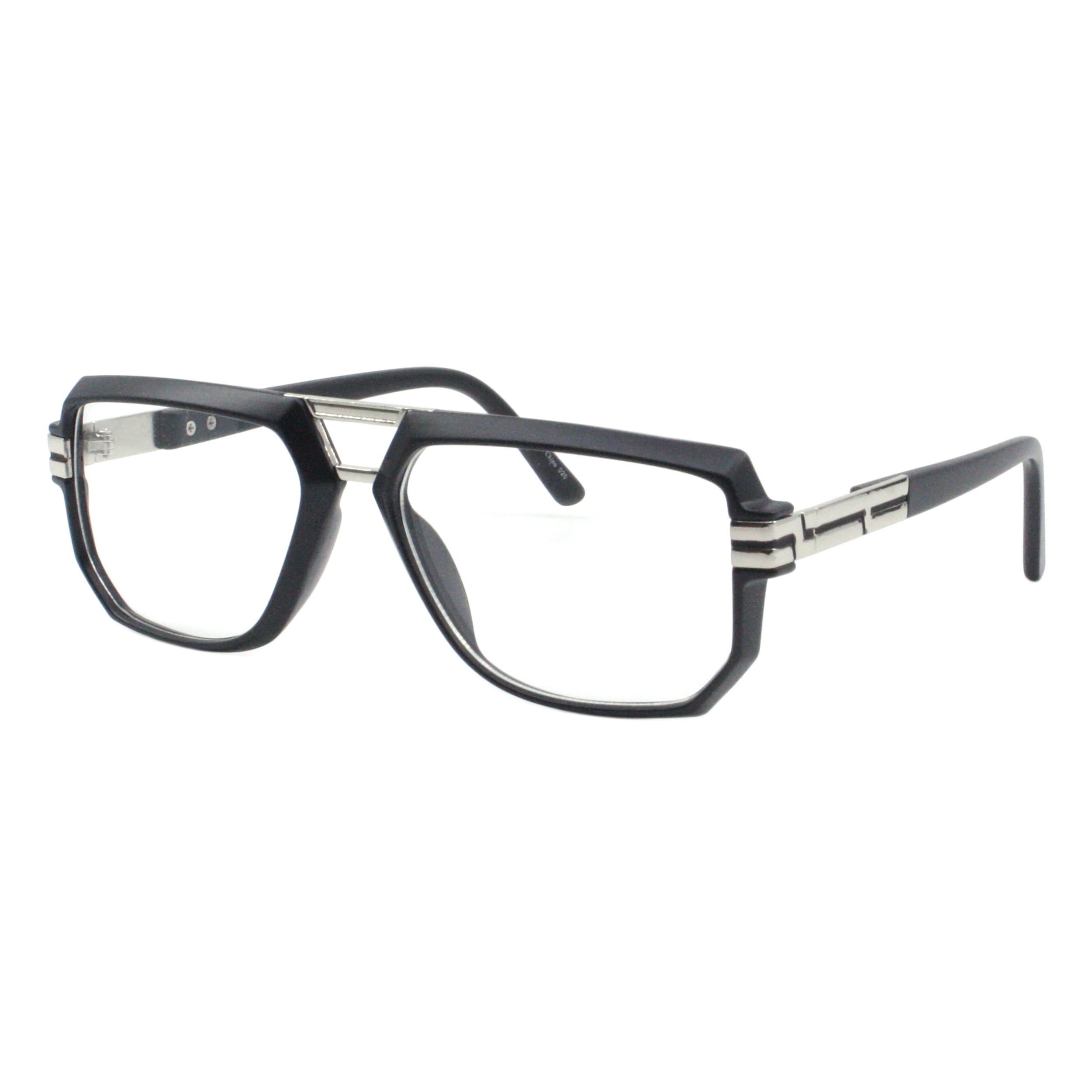 Men's Fashion Eyeglasses Geometric Square Clear Lens UV400 Matte Black