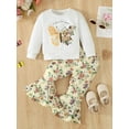 thumbnail image 2 of GXFC Kids Girl Fall Outfits Set Clothes 1T 2T 3T 4T Toddler Girl Long Sleeve Butterfly Sweatshirt Tops and Flare Pants  2Pcs Casual Autumn Clothing for Children Girl, 2 of 9
