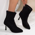 thumbnail image 5 of Fashion Breathable Pointed Toe High Heel Mid Calf Boots With Side Zipper Comfortable Daily Walking Shoes for Women Autumn Winter Suede Pull On, 5 of 9