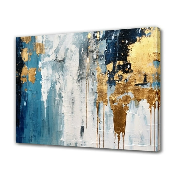 Colorful Abstract Background Painting Featuring Blue And Gold Hues Canvas Poster Bedroom Decor Sports Landscape Office Room Decor Gift,Frame-style,12x18inch(30x45cm)