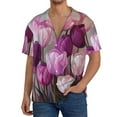 thumbnail image 3 of Fotbe Purple And Pink Tulip Bouquet print Short Sleeve Button Down Shirts for Men Casual Summer Beach Wrinkle Free Shirt-XX-Large, 3 of 7