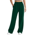 thumbnail image 3 of Women's Autumn Winter Solid Sweatpants Slit Long Trousers with Pockets, Comfortable Casual Bottoms, 3 of 8