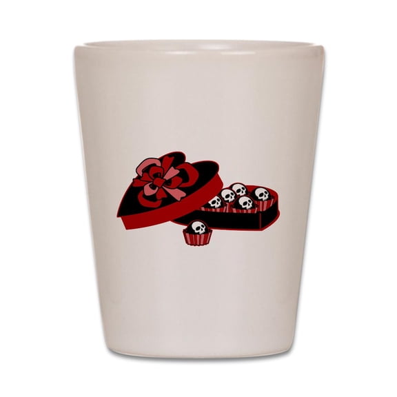 CafePress - Skull Valentine Candy - White Shot Glass, Unique and Funny Shot Glass