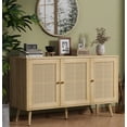 thumbnail image 1 of 47.2" Rattan Sideboard Buffet Cabinet with 3 Doors,Boho Sideboard Buffet Cabinet with Adjustable Shelves, Console Table for Living Room, Dining Room, Entryway, Coffee Bar, 1 of 1