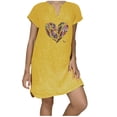 thumbnail image 1 of Pompotops Robe d'Été Décontractée en Coton et Lin à Manches Courtes pour Femmes, 1 of 5
