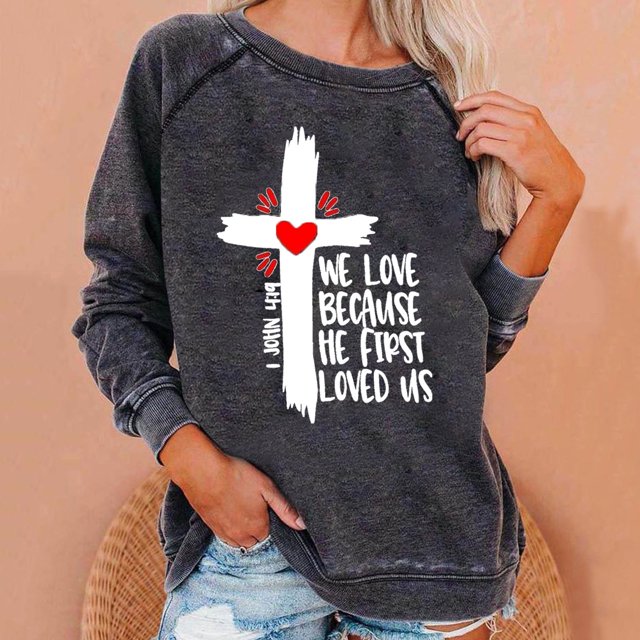 Puntoco Vestidos Mujer Verano Moda Mujer Cuello Redondo Manga Larga Camiseta Impresión Sudadera Blusa Tops