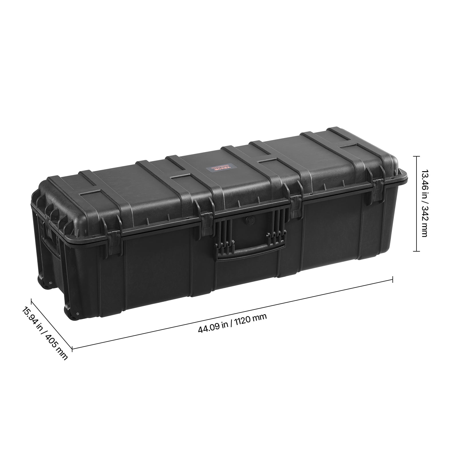 VEVOR Weatherproof Hard Case, Heavy Duty Protective Dry Box Case with Pre-Cut Foam & Retractable Pull Handles for Travel, Hunt, Military, Tactical, IP67 Waterproof Case for Cameras(112x41x34)