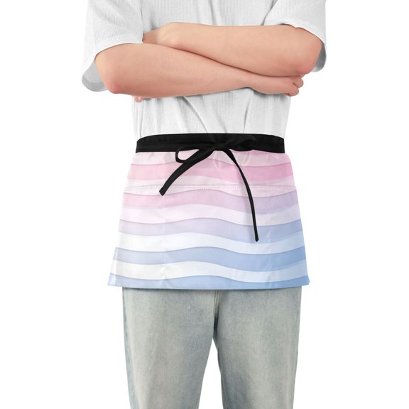 Yayeee Waist Apron with Pockets for Cooking Waterproof Half Server Aprons, Light Blue Gradient