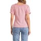 thumbnail image 3 of Blusa de cuadros de Navidad Inspire Chic para mujer con cuello redondo, volantes y mangas abullonadas en color rosa, 3 of 6