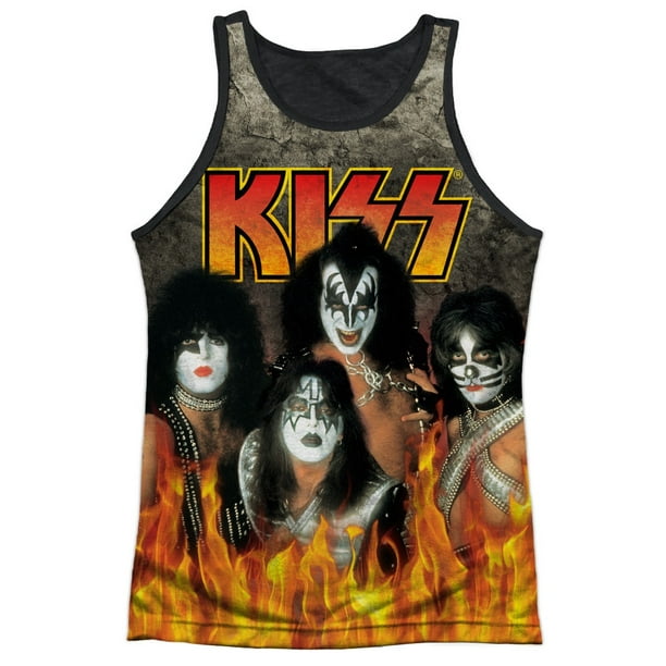 KISS KISS Iconic Rock Band Original Members In Flames Adult Black