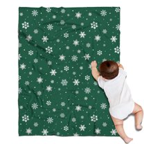 Green Christmas Snowflake Pattern Blanket,Comfortable Soft Flannel Throw Blanket,All Season,Warm Lightweight Blankets for Sofa Bed Couch Living Room Chair,30"x40"