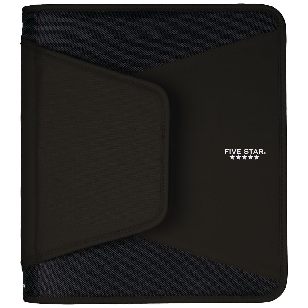 Five Star 1 1/2" Zipper Binder, 500 Sheet Capacity, Black (72204