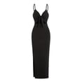 thumbnail image 3 of Vibrant V-Neck Cami Dress Sexy Cut Out Split Hem Sleeveless Flowy Essential, 3 of 14