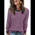 thumbnail image 2 of Camisas de Larga para Mujer, Suéteres, Conjuntos de Otoño, Bloques de Color, Ropa de Invierno, Elegantes, Informales, Suaves. Púrpura L, 2 of 7