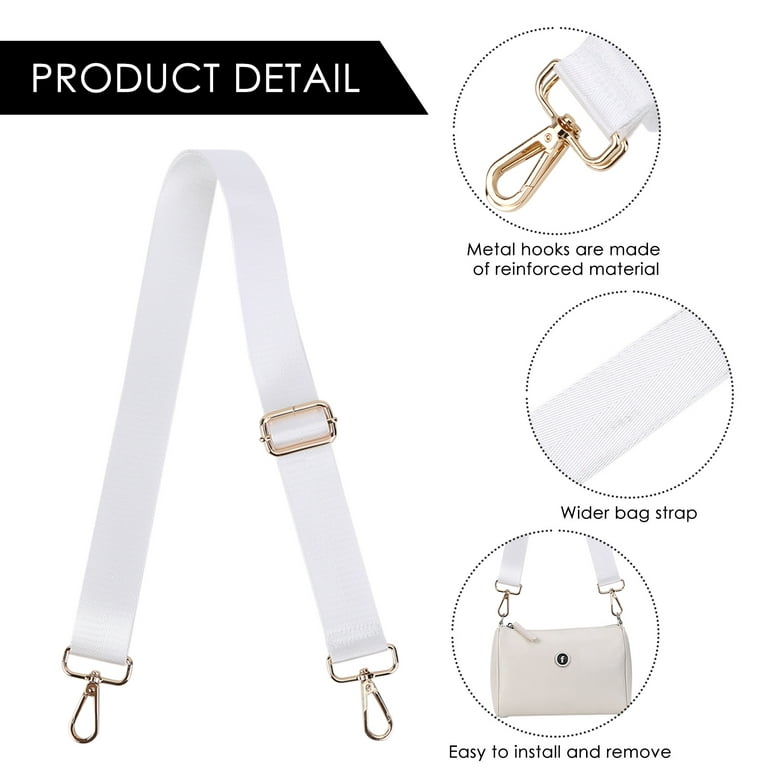 1pcs Wide Shoulder Bags Strap,adjustable Replacement Bag Strap With Metal  Hooks (white)