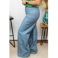 thumbnail image 3 of Plus Size Dusk Blue Wide Leg Jeans with Patched Pocket - Casual Fall Fashion | 4X, 3 of 5