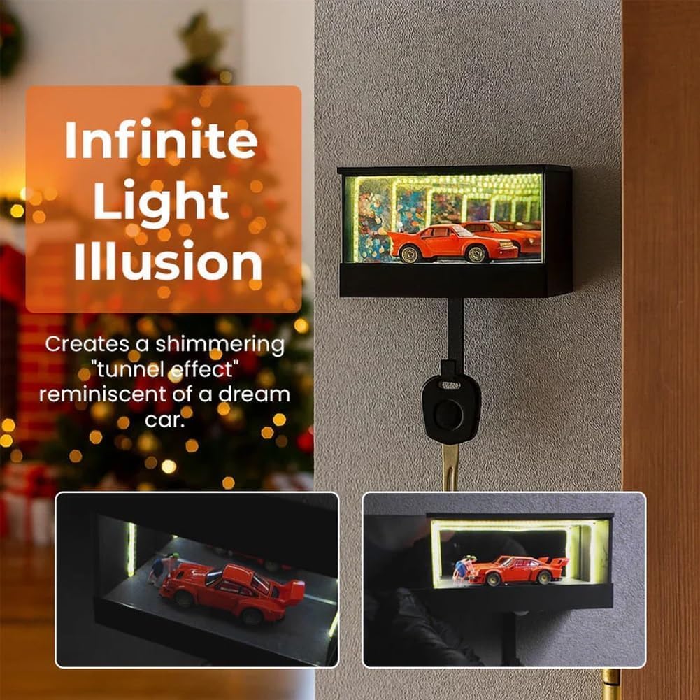 Infinity Garage Keychain, Infinity Garage Keychain Hanger, Keypit Garage Key Holder, Race Car Key Holder Wall Mount with LED, 3D Keys Rack Wall-Mounted, Suitable for Cars Lovers