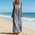 thumbnail image 5 of Ecqkame Summer Dresses for Women Square Neck Sleeveless Embroidered Floral Casual Flowy Daily Vacation Maxi Dress with Side Pockets Gray L, 5 of 6