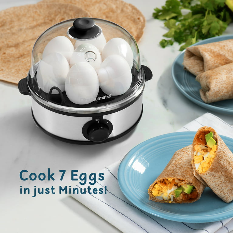 Elite Gourmet 7-Egg Easy Egg Cooker White with Automatic Shut Off