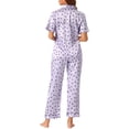 thumbnail image 3 of INSPIRE CHIC Women's Satin SleepwearButton Down Short Sleeve with Loose Pants Silky Lounge Pajama Sets S Purple, 3 of 6