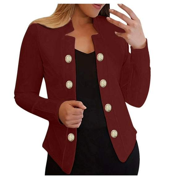 Pimfylm Blazers for Women Business Casual Lightweight Open Front Plus Size Notch Collar Long Sleeve Cardigan Suit Jackets , XXL