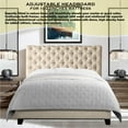 thumbnail image 4 of Rosevera Corrine Upholstered Bed Frame with Button Tufting Headboard/Adjustable Headboard/Rolled Head Headboard Bed Frame/Wood Slat Support/Easy Assembly,Queen,Classic Beige, 4 of 4