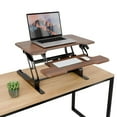 thumbnail image 3 of 30'' Compact Standing Desk Converter – Height Adjustable Sit Stand Riser with Keyboard Tray, Gas Spring Lift – Ideal for Small Spaces, Home or Office, Dark Walnut, 3 of 8