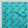 thumbnail image 3 of oneOone Polyester Lycra Turquoise Blue Fabric Florals Quilting Supplies Print Sewing Fabric By The Yard 56 Inch Wide, 3 of 4