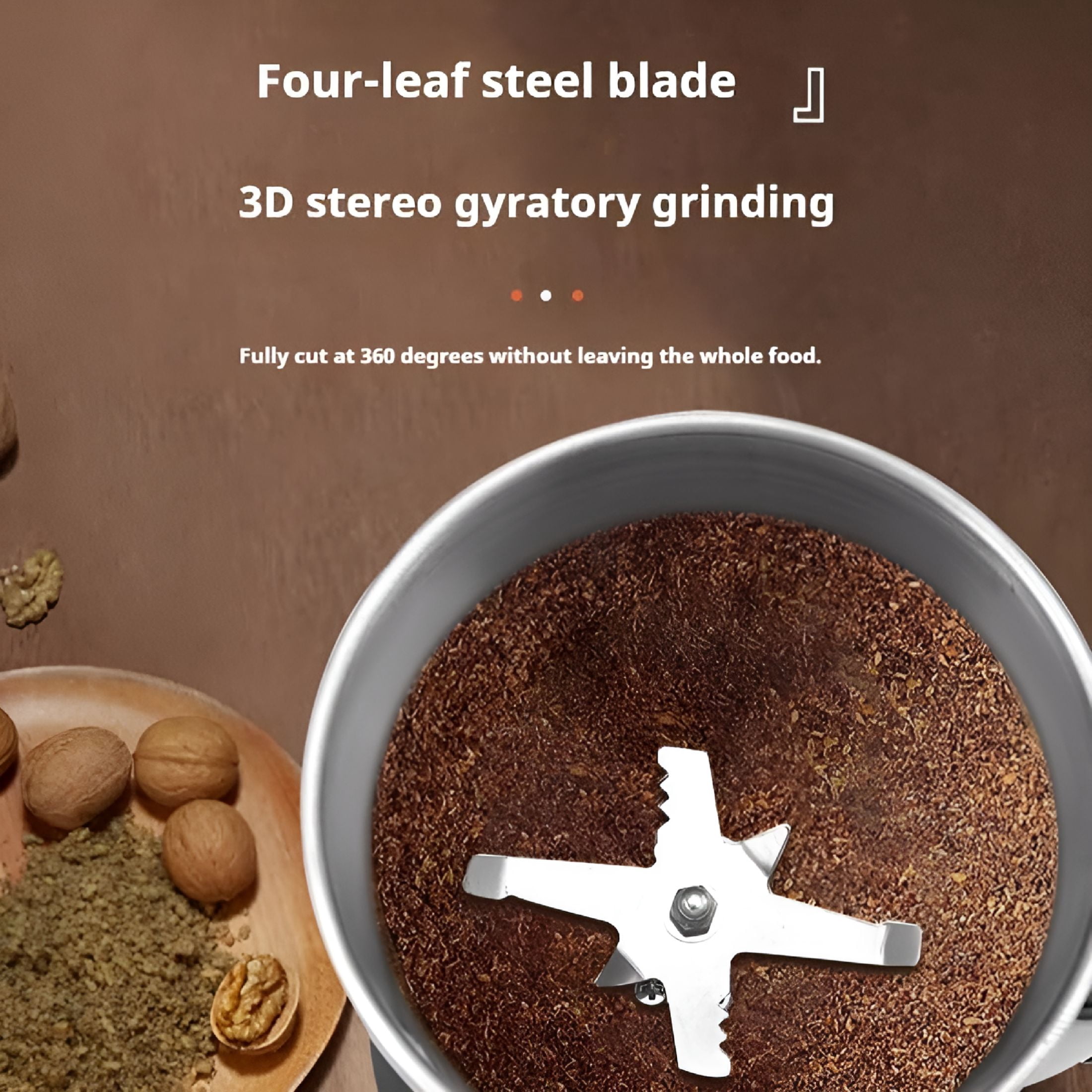 ZEPARO Electric Herb Grinder Stainless Steel Blade High Speed Clear Cover Small Grinder for Spice Coffee US Plug 110V