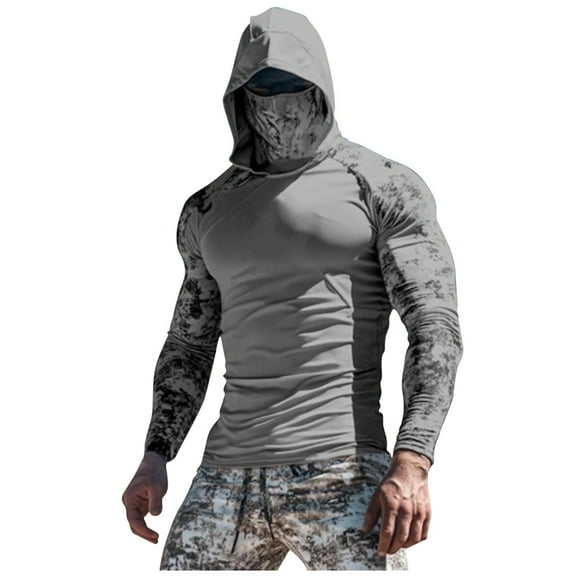 Mens Shirts UPF 50  Fishing Shirt for Men Cooling Sun Shirt Cover-Up Shirts Rash Guard Hoodie Lightweight Quick Dry Long Sleeve Uv Protection for Fishing,Beach,Outdoor Working,Athleisure Tops for Men