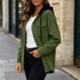 thumbnail image 4 of Iyufng Womens Hooded Corduroy Jackets Button Down Long Sleeve Casual Coat with Chest Pockets and Drawstring Hood, 4 of 9