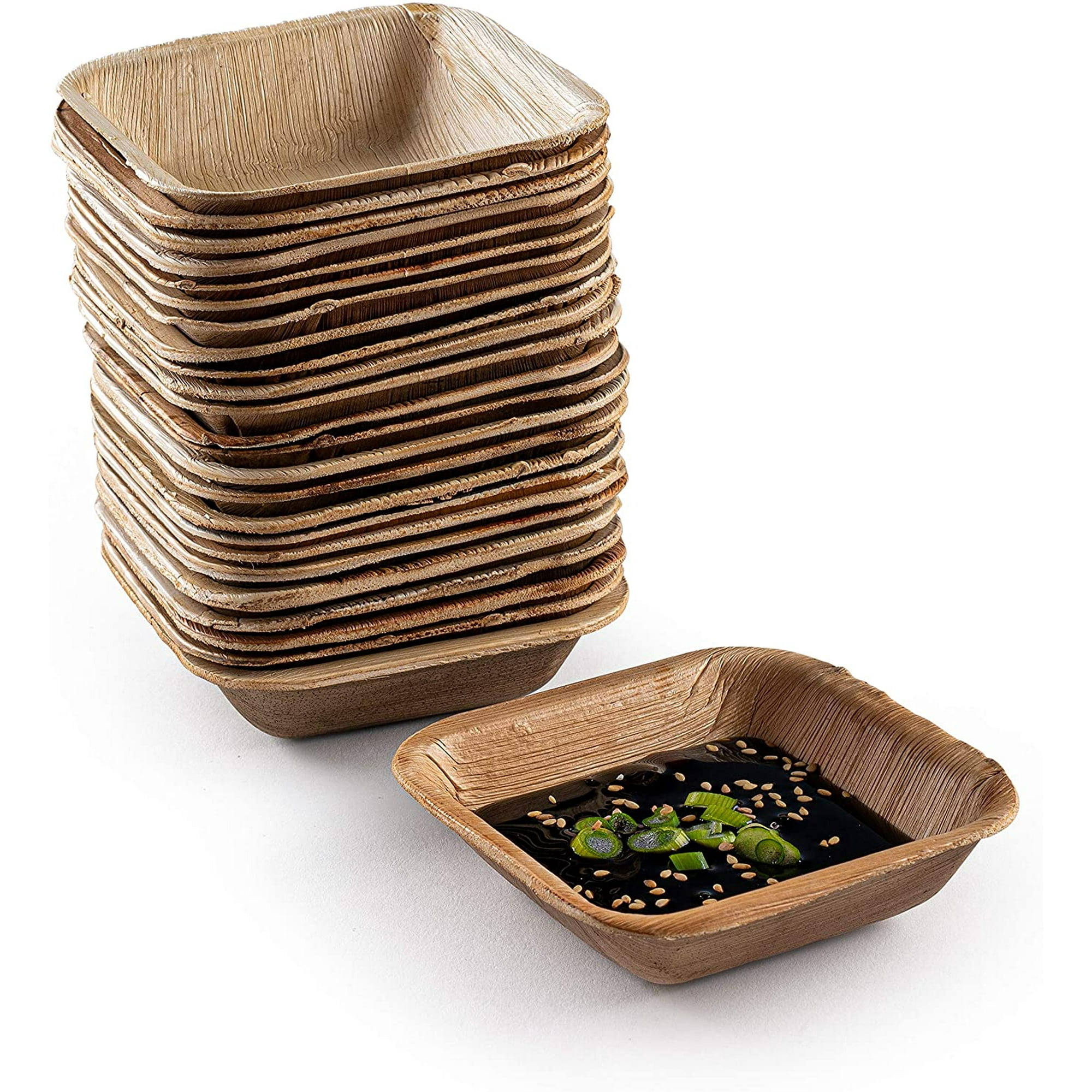 4 in Party Bowls Palm Leaf Bowls Biodegradable Bowls 25 Bowls Bamboo look Disposable Bowls Eco Friendly Plates Heavy Duty Paper Bowls Alternative for Diping and Condiments by CPDD 4 Bowls Walmart