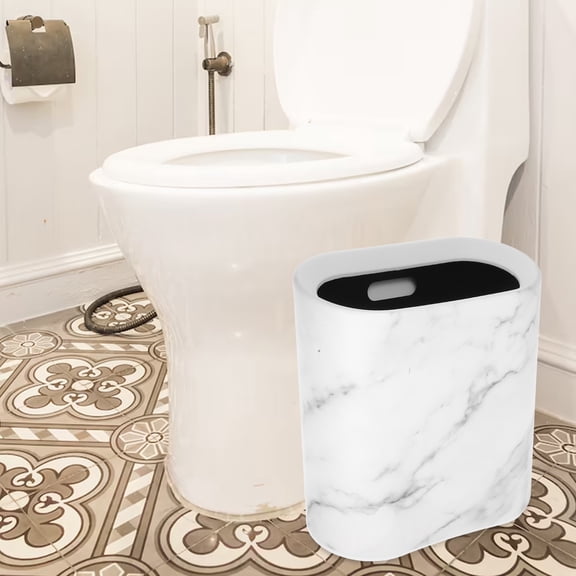 OUNONA Narrow Garbage Can, Multi-Color, PP, Elegant Marble, Space-Saving, Home