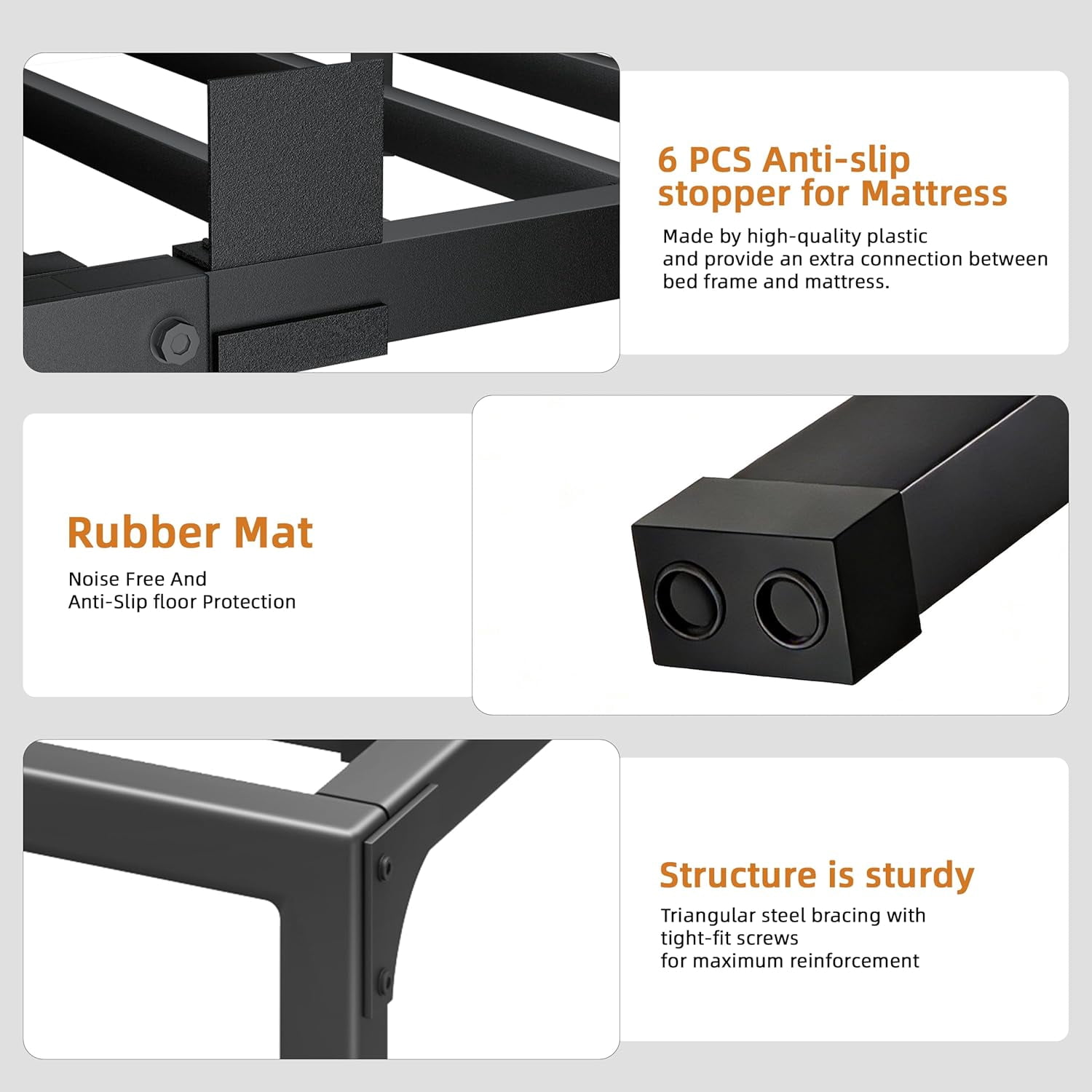 18-Inch Queen Size Metal Platform Bed Frame with Squeak-Free U-Slot Design, 3500 lbs Capacity, Under Bed Storage, Black